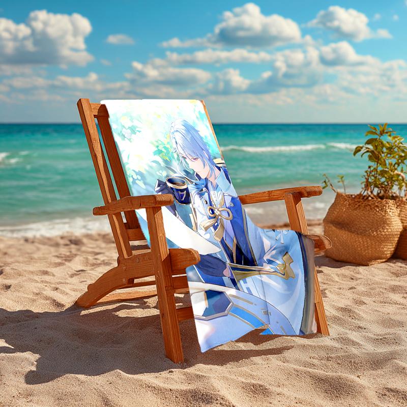 1pc Genshin Impact1 Beach Towel, Comfortable and Thick, and Swimming/Bath/Picnic/Camping Towel, Suitable for Seaside Beaches