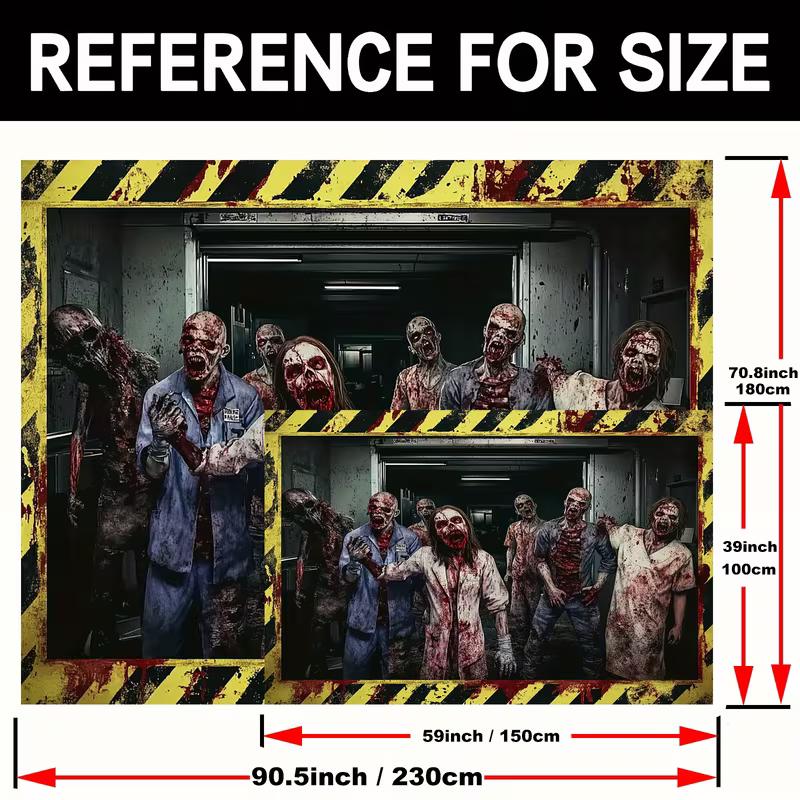 2D Zombie Lab Hospital Backdrop for Horror Movie Night & Themed Parties