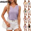 Women's Fashion Casual Solid Color Print Sleeveless V Neck Blouses & Shirts