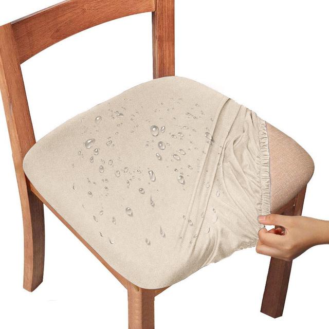 Levivel Waterproof Plain Colour Chair Cover Stretch Jacquard Spandex Seat Cushion Cover Elastic Chair Protector For Dining Room 15 Colors