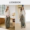 Xiangying Women's Retro High-Waisted Wide-Leg Cropped Pants