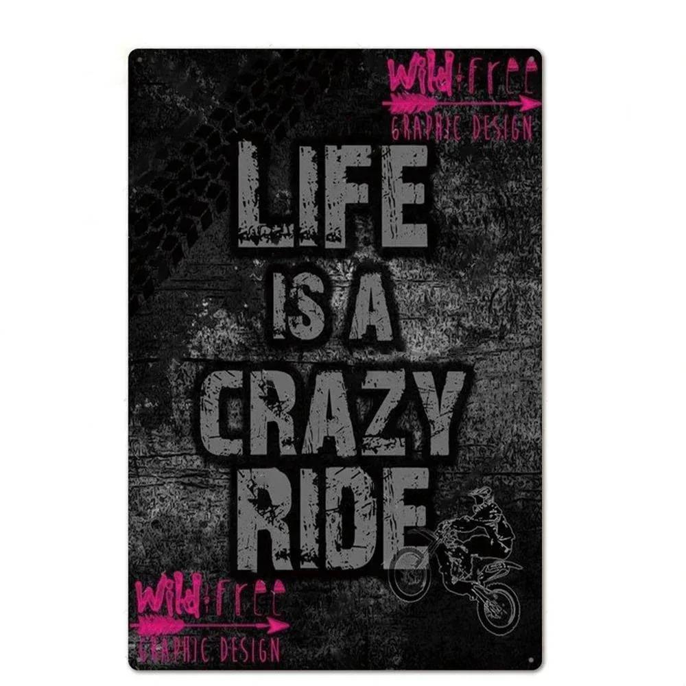 Signs Vintage Shabby Metal Tin Sign Motorcycle Rider Poster Art Tinplate Plaques Garage Motor Club Decor Painting Art Wall Plate