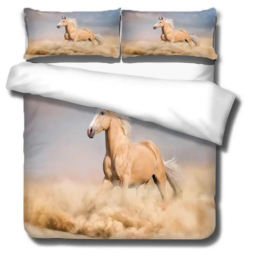Pferd Bettbezug Tier Bettwäsche Set Für Kinder Jugendliche Western Cowboy Sonnenuntergang Landschaft Doppel Queen King Size Qulitbezug