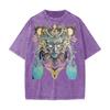 Sun Atlantean Psychedelic Tribal Shaman Entity Psy Festival Streetwear American Vintage Waxed Dyed Washed  Tee Shirt-