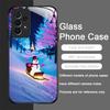 Cute Winter Snowman Christmas Tree Pattern Tempered Glass Phone Case for Samsung Galaxy A56 A55 A54 A53 A52 A36 A14 A15 5G Cover