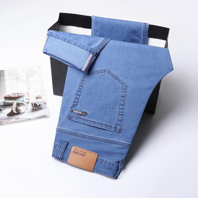 

Ультратонкие джинсы из ледяного шелка, мужские летние новые прямые свободные мужские эластичные повседневные длинные брюки 38