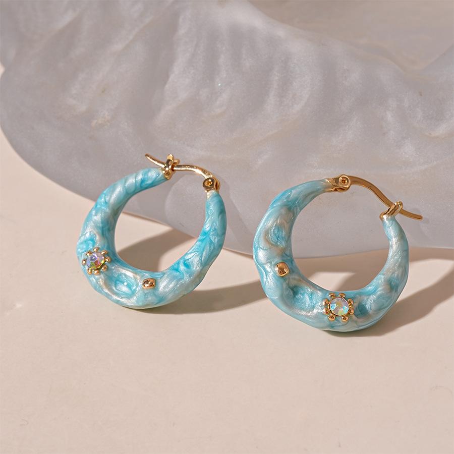 Vintage oil drip with diamonds irregular geometric earrings simple earrings