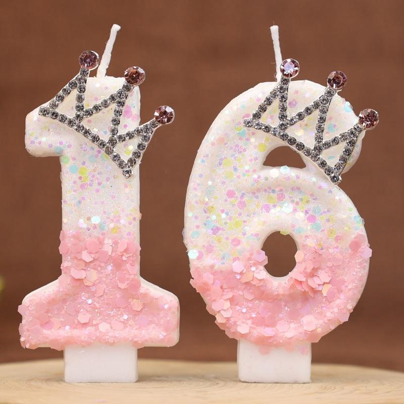 Digital Birthday Candles Pink Crown Princess Cake Candle Birthday Wedding Anniversary Handmade Candle Bougie Anniversaire