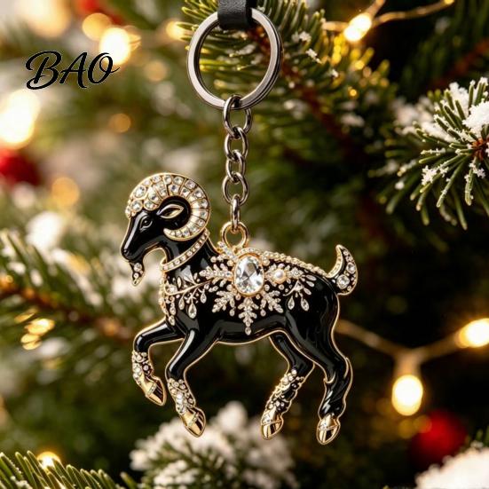 Sheep Accessory Acrylic Black Keyhcain, Goat Shaped Car Key Cartoon Keychain Ring Pendant, Backpack Handbag Charm Hanging Decoration