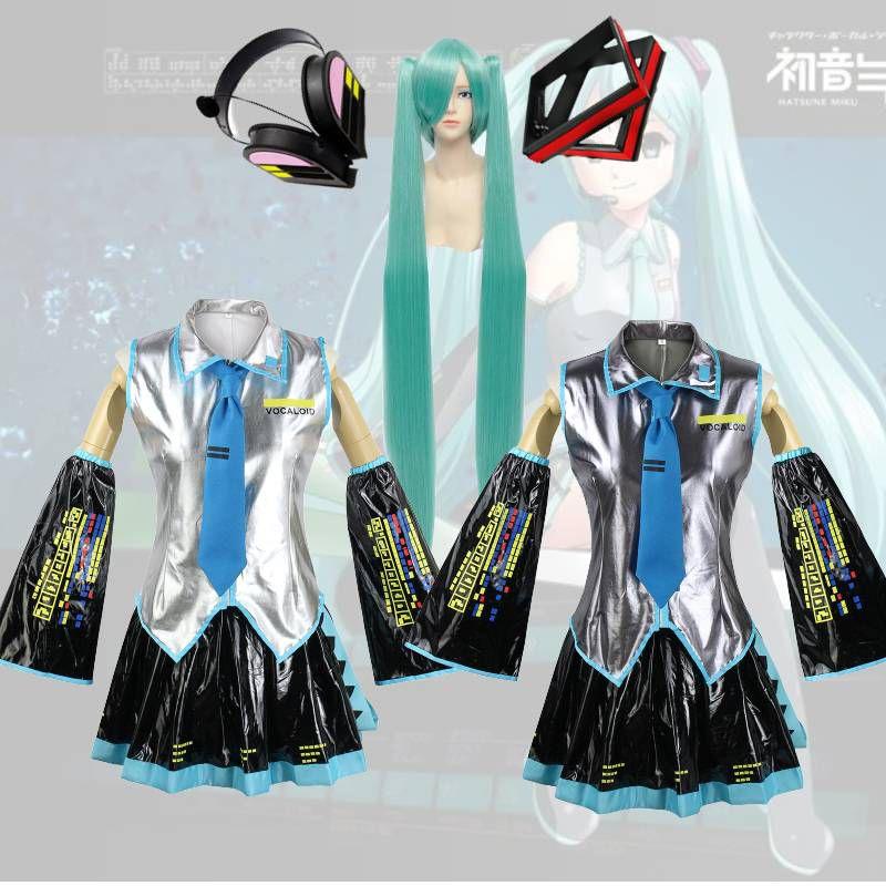 Hatsune Miku Vocaloid Pu Cosplay Top Kleid Krawatten Set für Weihnachtsshow