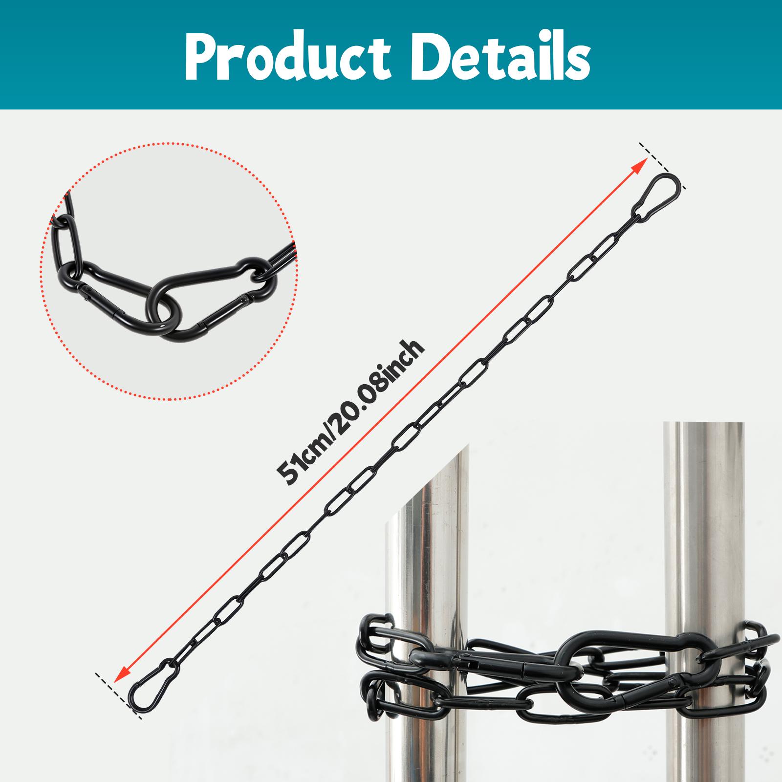 2 Pcs Gate Chain Lock Stainless Steel 20 inch Link Gate Latch with Spring Buckle Weatherproof for Outdoor Fence Pet Cages Yard