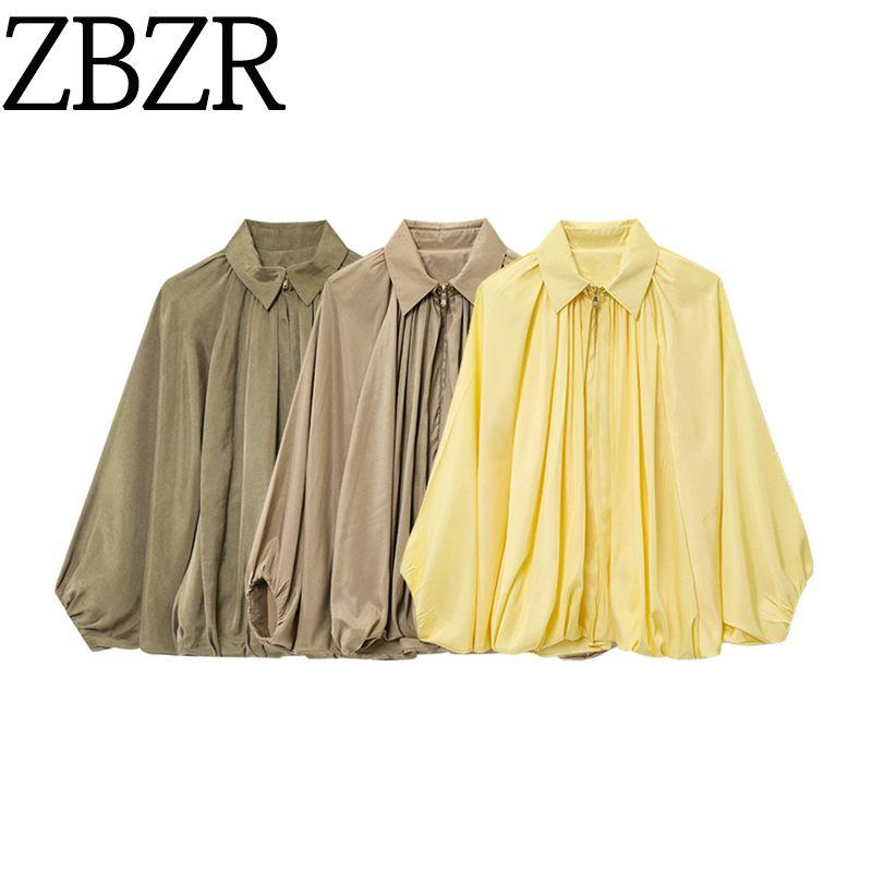 ZA New arrival women's clothing ZR Fashion wind Export Fashion Minimalist Easiest for match pure color puffy pilot jacket Outwear