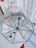 Chinese Fad Lotus National Style Umbrella Triple Folding Umbrella Automatic Internet Celebrity Umbrella with Straight Shank Cute Foldable Kids Adult