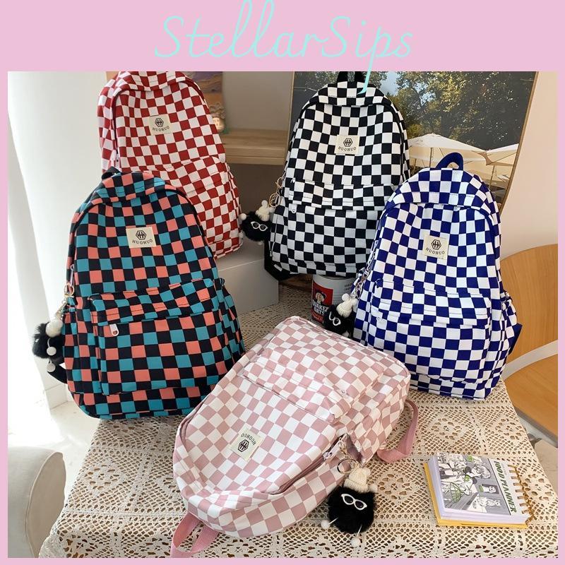 Muster Mädchen Schachbrett Jungen Rucksack Front Organizer Laptop Aufbewahrungstasche Schule