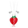 2Pcs/Set Charm BFF Friendship Strawberry Couple Necklace Magnetic Half Heart Pendant Necklace Friendship Gift for Women