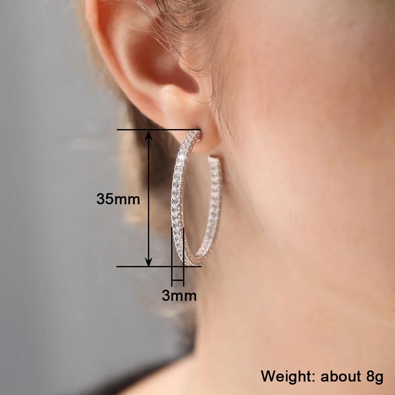 Fully covered earrings from the inside out, round cut cubic zirconia women's large opening earrings, sparkling jewelry gifts