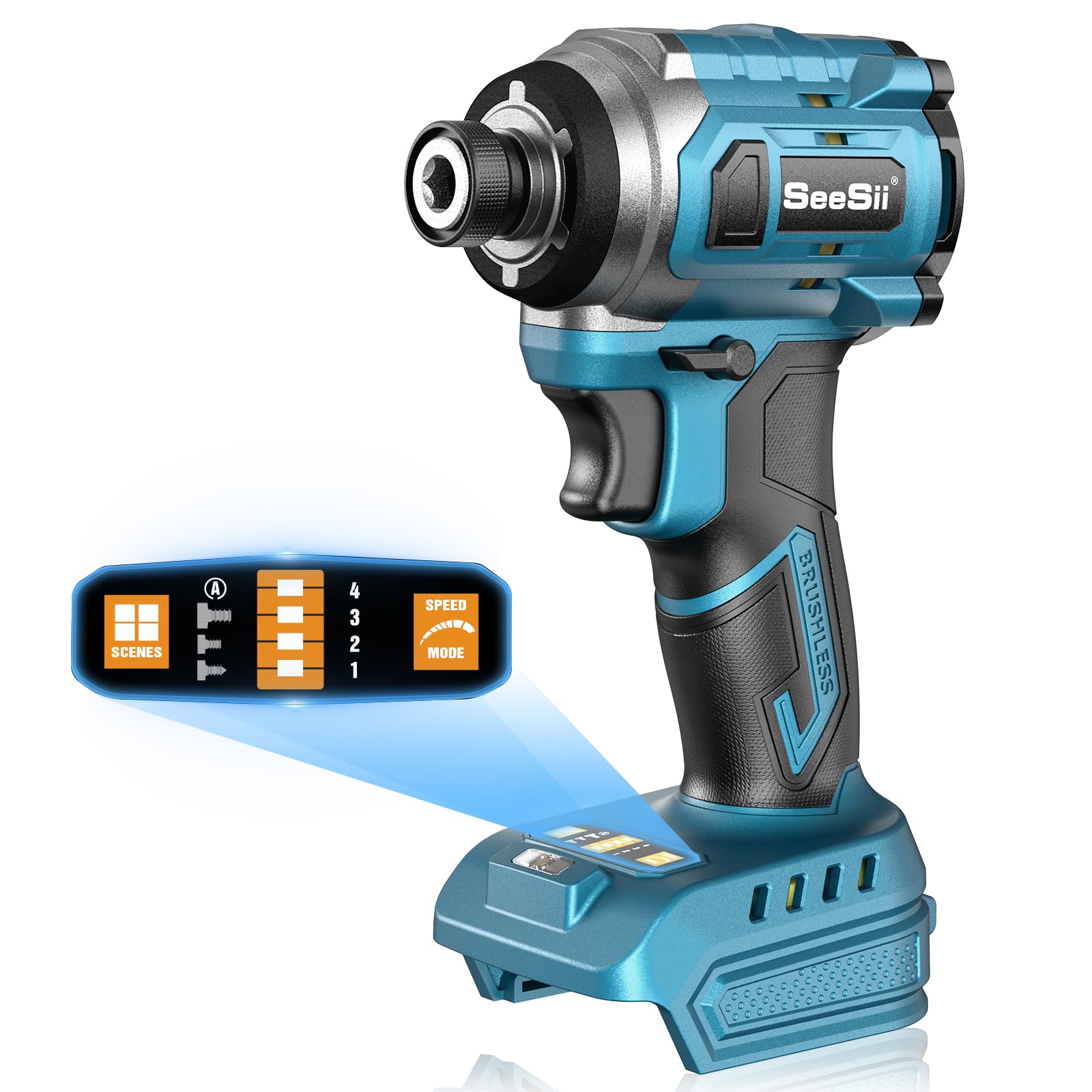 

SEESII Electric Impact with Smart 230Nm Brushless 4 LED Infinitely Variable Makita 18V Compatible [2025 Model] Driver, 4-Speed Mode, Multi-Function,