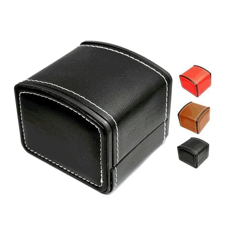 

Portable Watch Box PU Leather Watch Case Organizer Storage Holder for Men Women Bracelet Vintage Jewelry Box with Leather Pillow чёрный