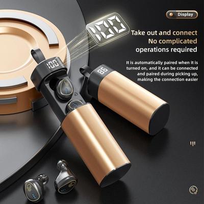 VAORLO Bluetooth-Kopfhörer mit Geräuschunterdrückung, Push-Pull-Design, IPX7, wasserdicht, mit Digitalanzeige, HiFi-Stereo-Kopfhörer für alle Smartphones