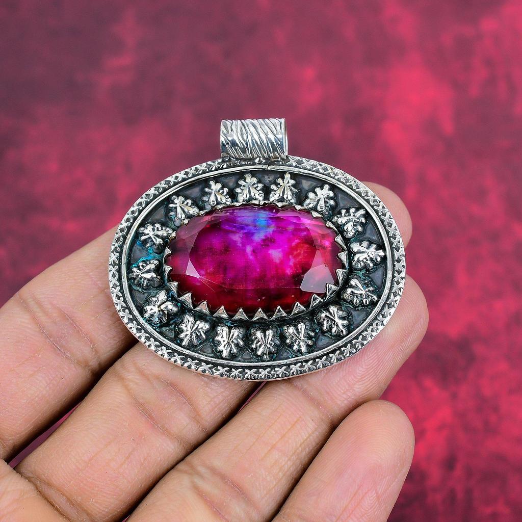 Ammolite Pendant Gemstone Handmade Jewelry, 925 Solid Sterling Silver Pendant, Gift For Wife Jewelry