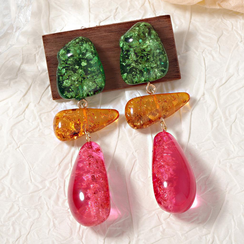 Retro High-end Geometric Pendant Colorful Earrings