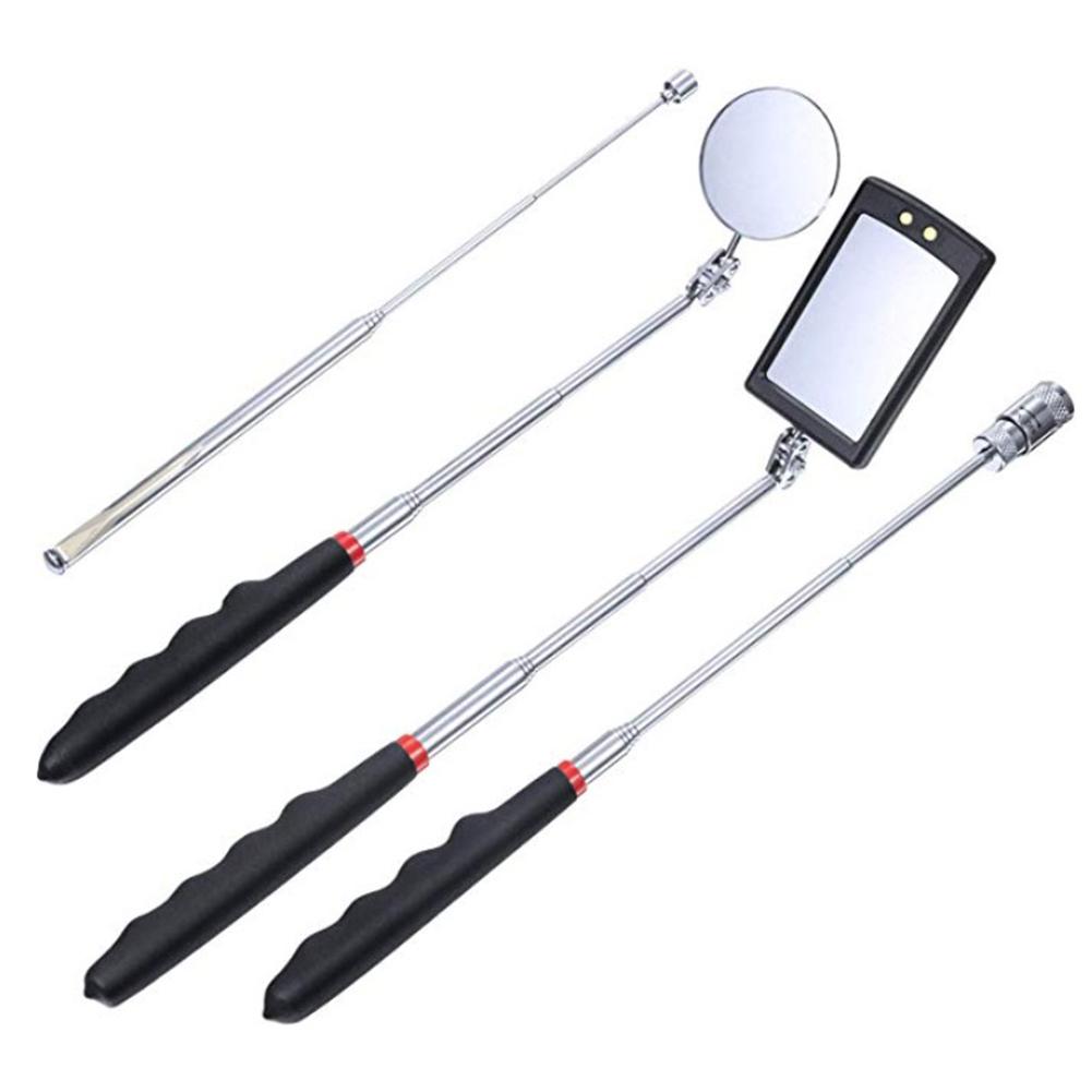4pcs Magnet Attractor Adjustable Angle View Automotive Telescopic Detection Mirrors Car Mechanical Repair Tools Set