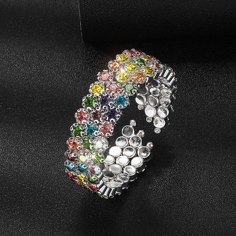 AB Rhinestone Open Bracelet Bridal Versatile Diamond Full Diamond Elastic Bracelet Jewelry