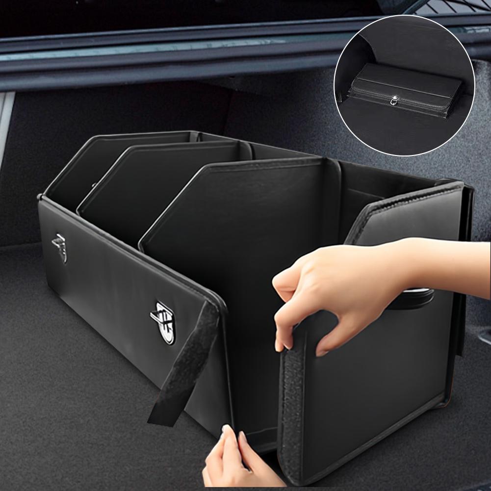 Black Leather Compartment Boot Storage Organizer Tool Car Storage Bag Car Trunk Organizer Storage Box Car Accessories Waterproof