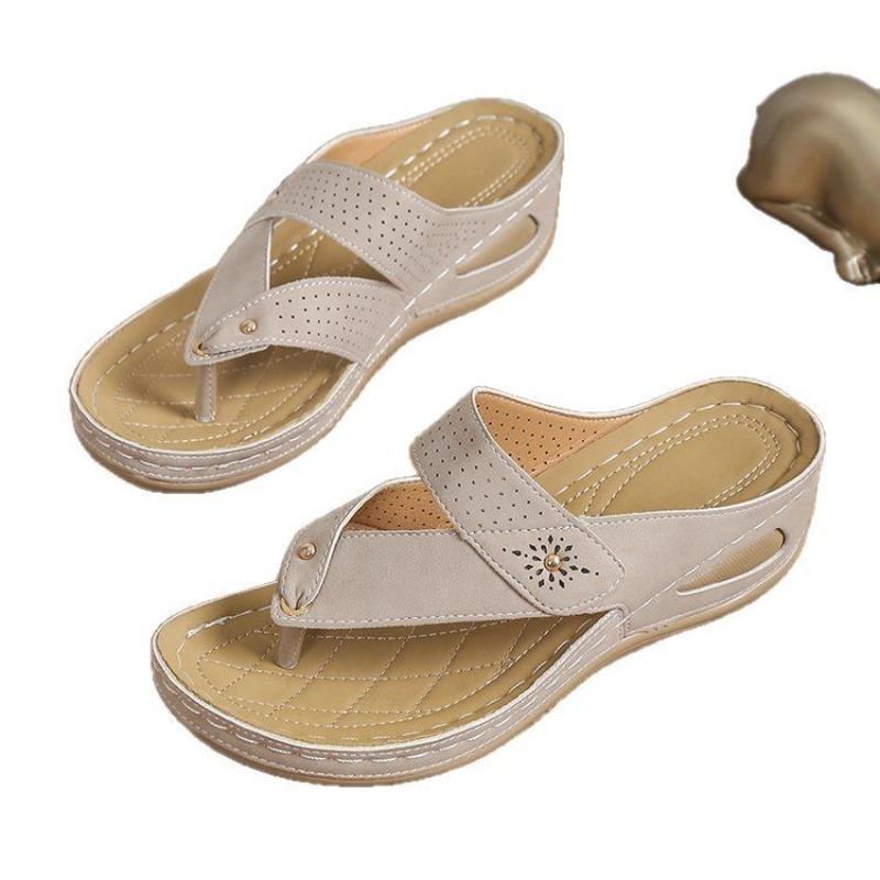New Style V-shaped Flip-flops with Toe Guards, Women's Shoes, Thick-soled Beach Sandals