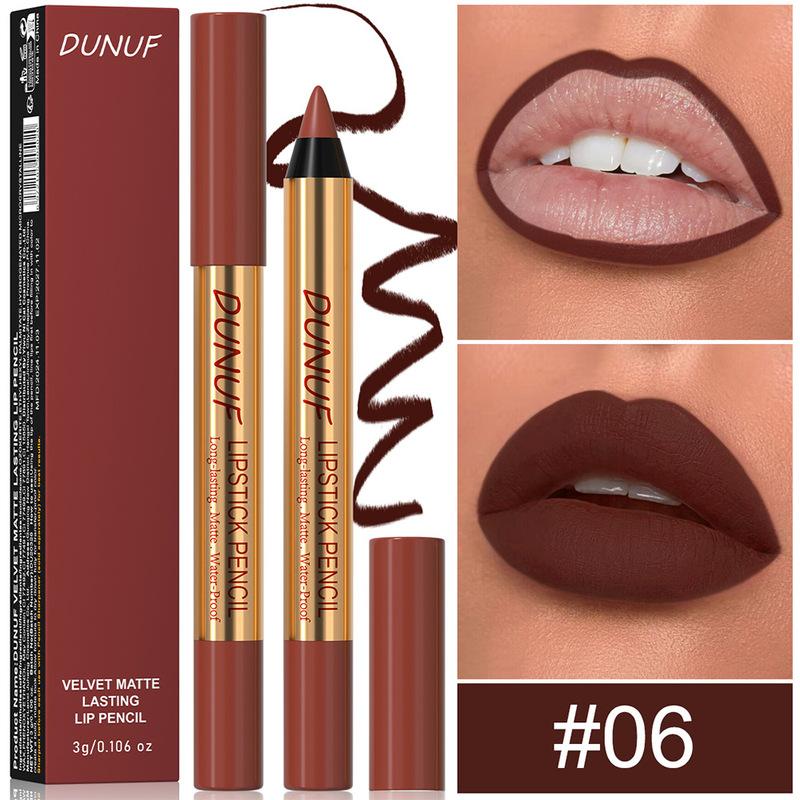 Matte Brown Lipstick Pencil Crayon Lip Liner Non-stick Cup Lipliner Pen Velvet Lip Outline Contour Lasting Waterproof Makeup