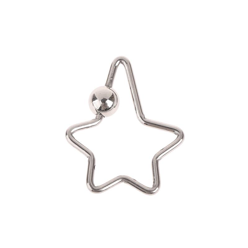 Creative Stainless Steel Star Hexagon Carved Screw Lock Hook Carabiner Keychain Jewelry Diy Clasp