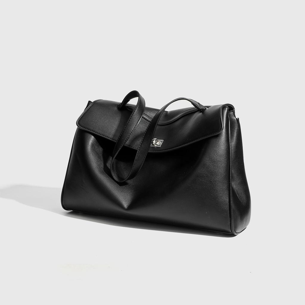 College-style Daily Tote Bag, Soft Leather Underarm Crossbody Handbag, High-end Commuting Bag