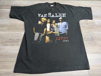Maglietta Vintage Van Halen 1993 Live World Tour Concerto XL Rock Concert Tee Nera