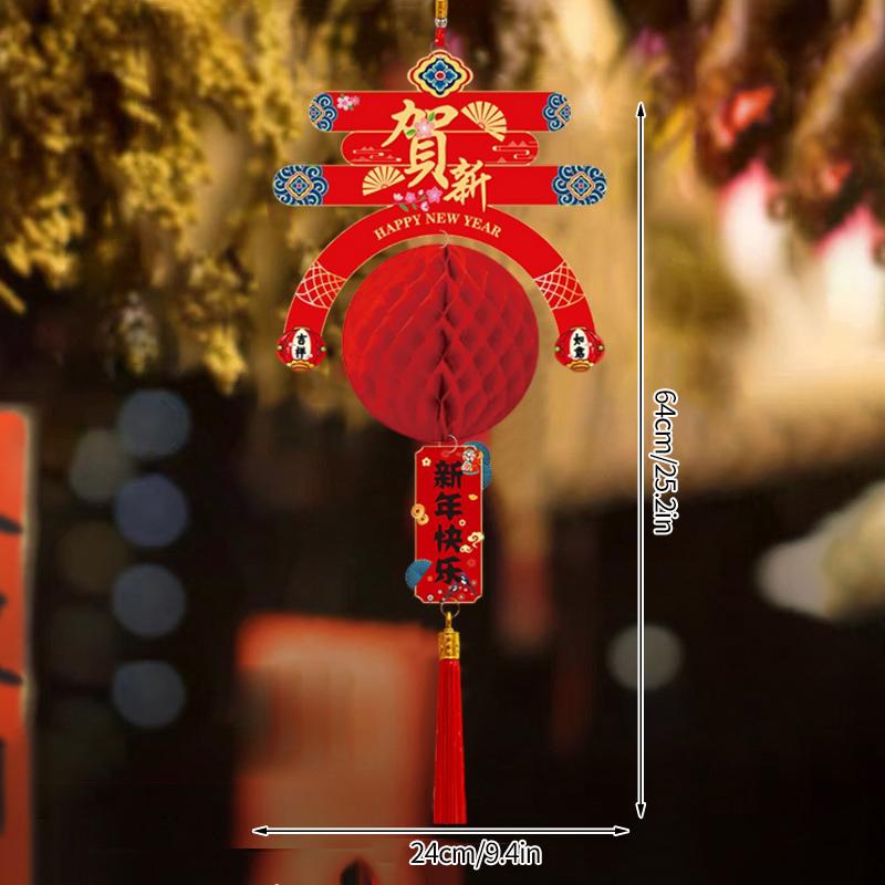 Chinese New Year Red Paper Lantern 2025 Paper Honeycomb LanternsChinese Spring Festival Ornament New Year Hanging Pendants