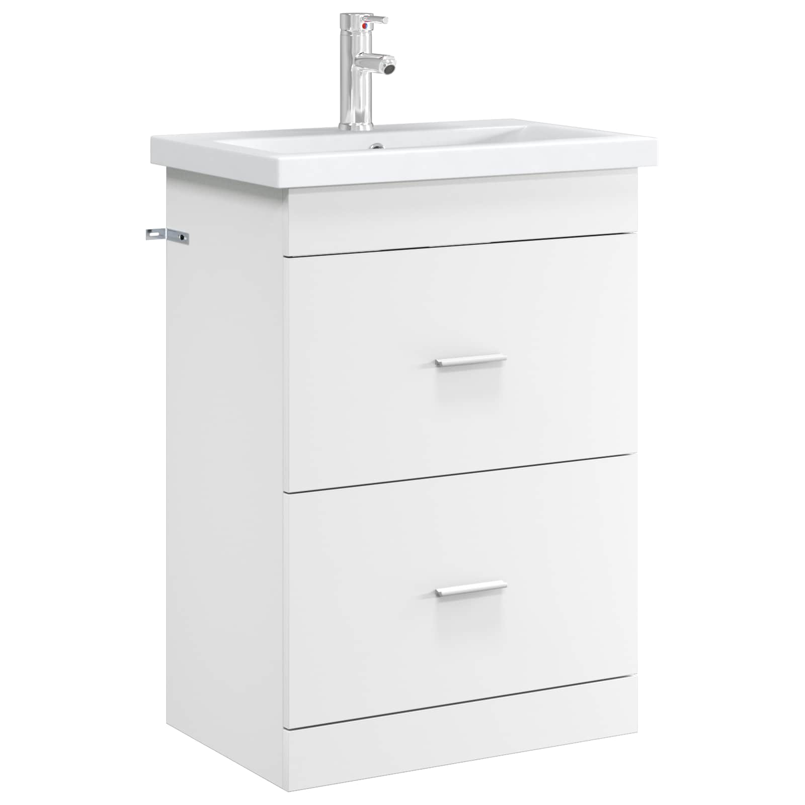 Badezimmer-Waschtischunterschrank Weiß 56 x 37,5 x 81 cm Spanplatte