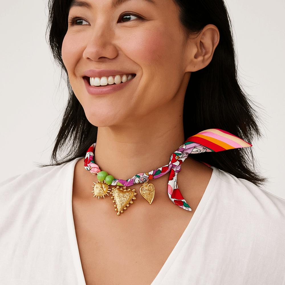 Ethnic Style Sweet Pendant Necklace Personality Bag Accessories Creative Colorful Headscarf  Male