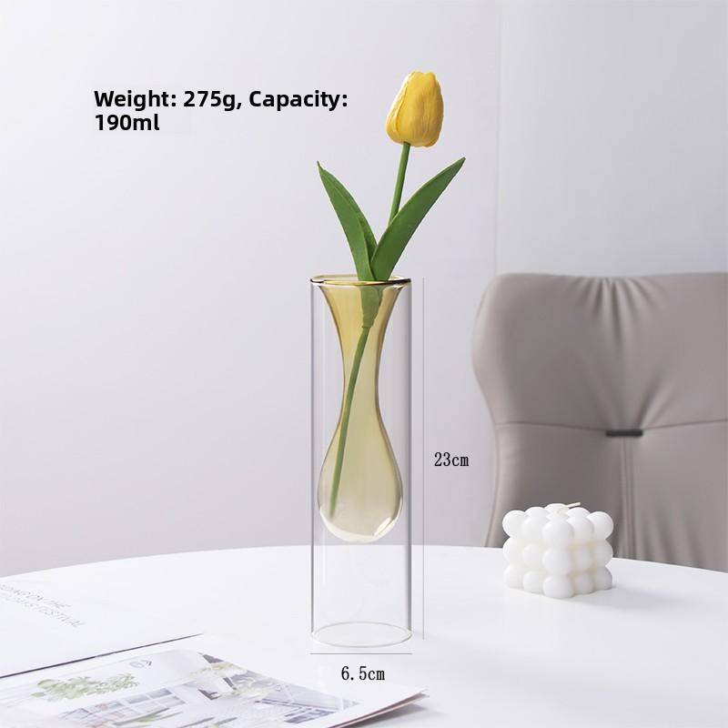 Nordic Creative Glass Small Vase Decorative Living Room Flower Arrangement Water Cultivation Feng ui Ornament
