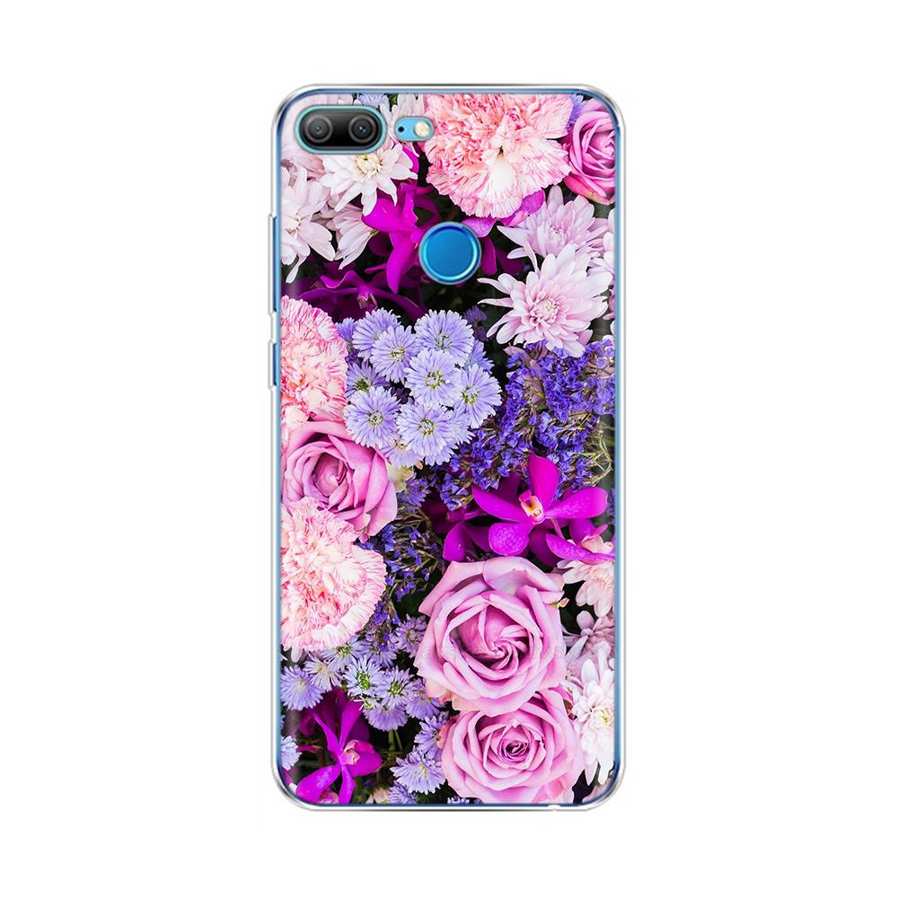 Phone Case For Honor 9 Lite Back Cover for Huawei Honor 9 Lite Cases Transparent Silicon TPU Protective Cats Flower Print Covers