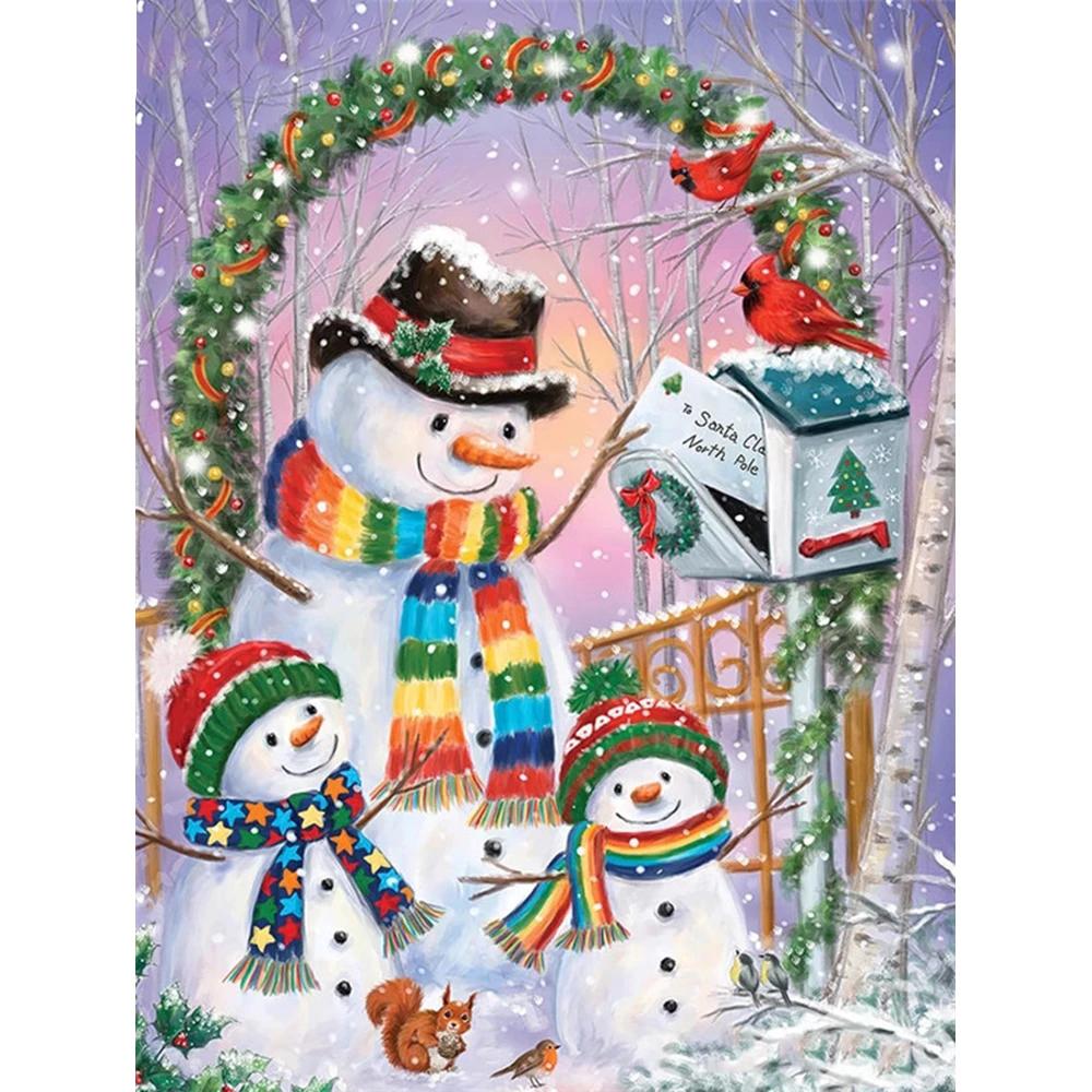 

5D DIY Бриллиантовая живопись Полная дрель Снеговик Алмазная мозаика Вышивка Мультфильм Картина Горный хрусталь Рождественское украшение Full Square 20X30CM