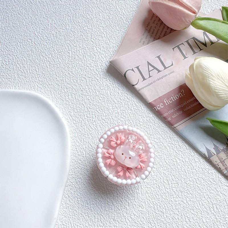 

3D Simulation Cake Airbag Holder Phone Case Pink Girl Heart Butterfly Bow Bear Rabbit Cute Style Ins