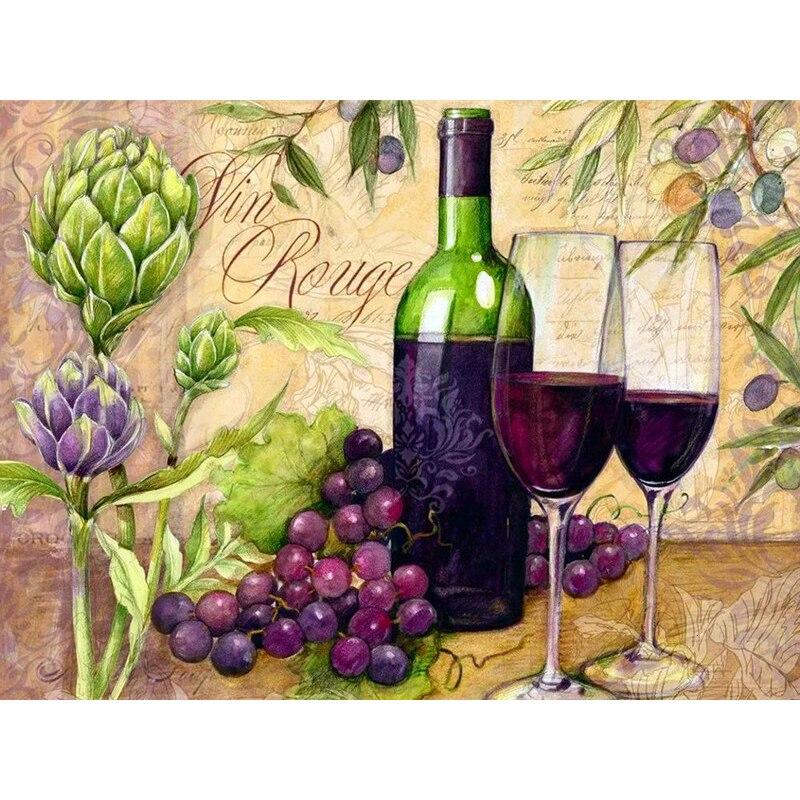 

Новый 5D DIY алмазная живопись вино Алмазная вышивка фрукты вышивка крестиком полная круглая дрель ремесла домашний декор ручной художественный подарок Full Round 30x40CM