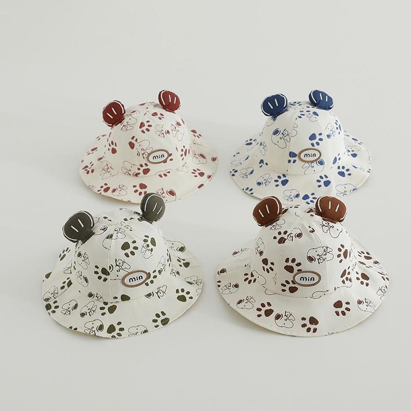 2026 Spring Unisex Korean Baby & Small Dog Cartoon Bucket Hat - Cute Sun Protection Fisherman Style