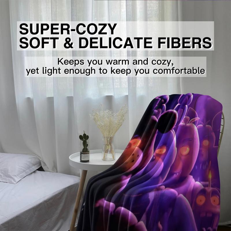 FNAF Purple Haze Flannel Blanket Soft Warm Skin-Friendly Nap Throw For Office Home Sofa Bed Cover Travel Camping Trendy Gamers