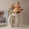 Nordic Ceramic Art Flower Vase, Modern Minimalist White Desktop Floral Container & Aesthetic Living Room Home Decor
