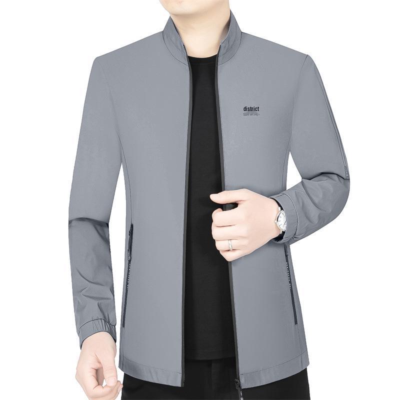 Men's Solid Color Jacket with Stand Baseball Collar - Spring 2026 Business Casual Style for Middle-Aged and Young Adults