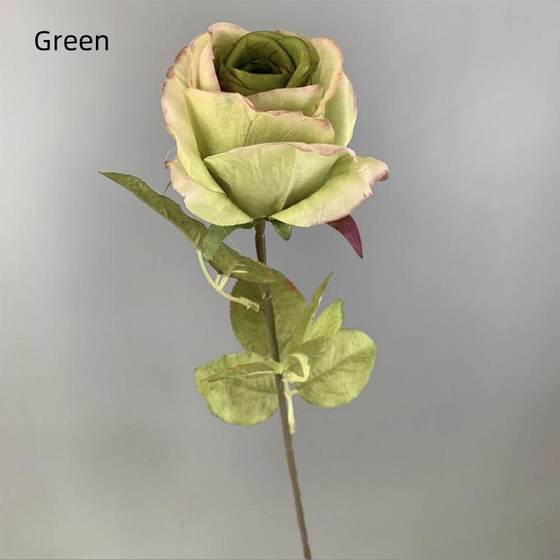 Artificial Burnt Edge Rose Flowers Simulation Silk Flower Bouquet Wedding Party Fake Flower Office Garden Decor Silk Pink Roses