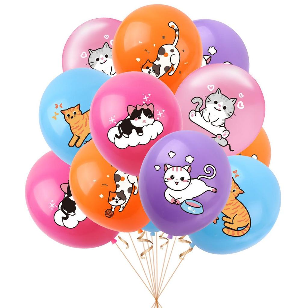 Ensemble de Décoration de Fête d'Anniversaire sur le Thème Chat de Compagnie, Bannière Chat Mignon, Décoration de Gâteau, Ensemble de Ballons, Décoration de Fête d'Anniversaire pour Enfants