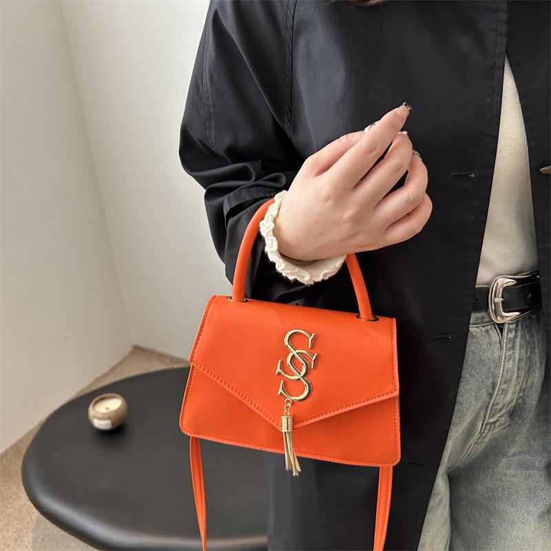 Trendy Elegant Faux Leather Tassel Handheld Small Square Bag For Women In Various Colors