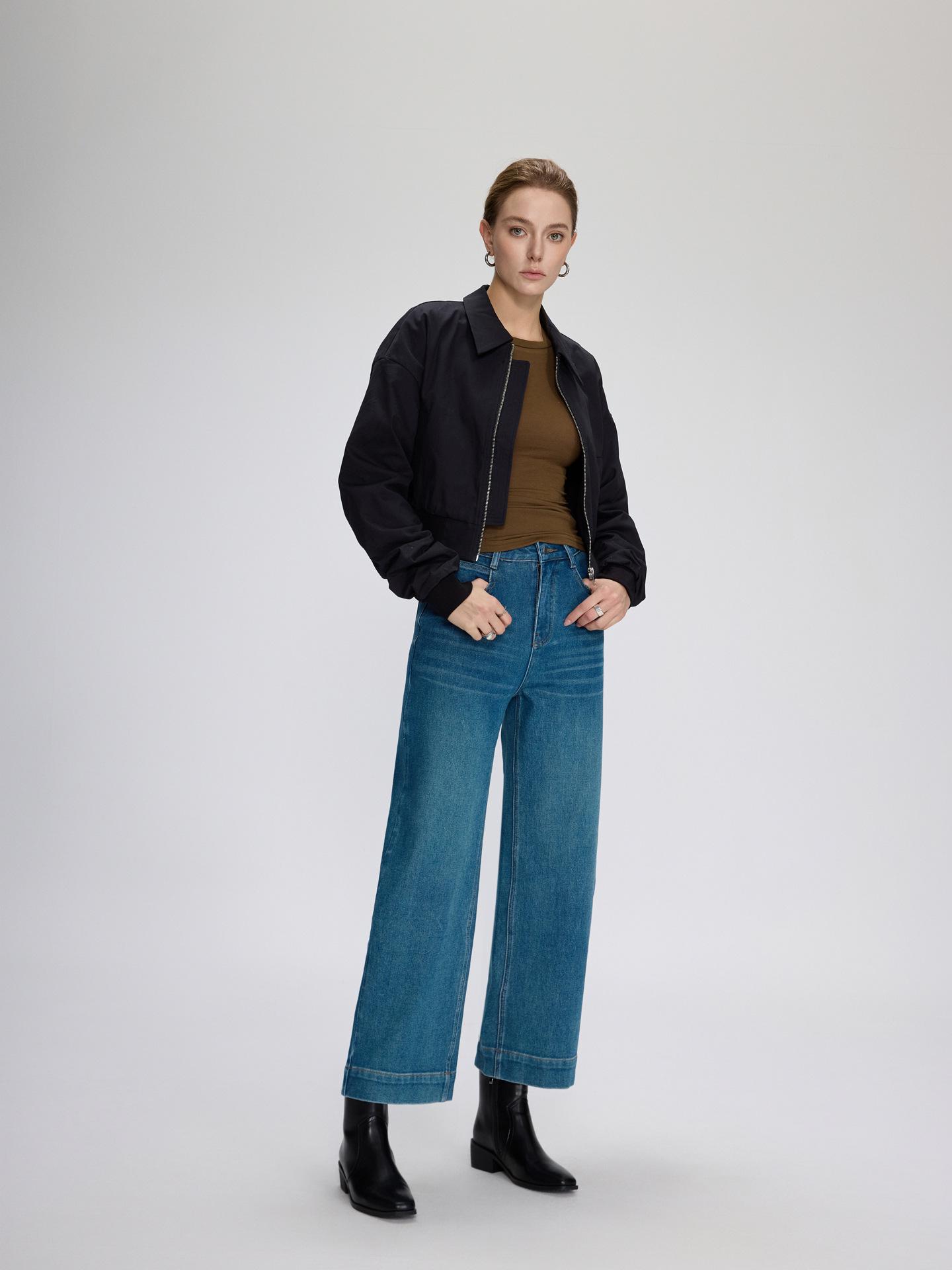 MBB Women s High-Waisted Slimming Wide-Leg Cropped Jeans - Spring 2026 Collection 26 синий