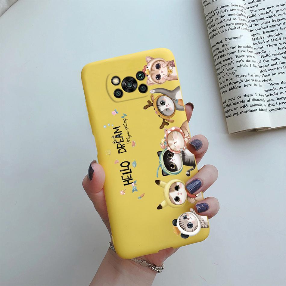 Cute Cartoon Cat Case For Poco X3 Pro Pocox3 X 3 NFC Back Cover Soft Silicone Matte Protective Funda For Xiaomi Poco X3 Pro Bag